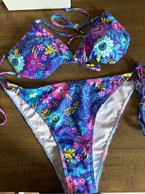Purple Floral Two-Piece Bikini Set NWOT Medium